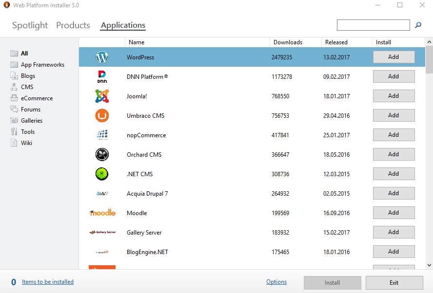 Microsoft Web Platform Yükleyicisi
